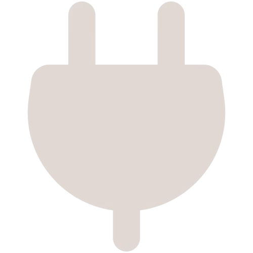 Icône beige avec une forme abstraite ressemblant à une prise électrique simplifiée