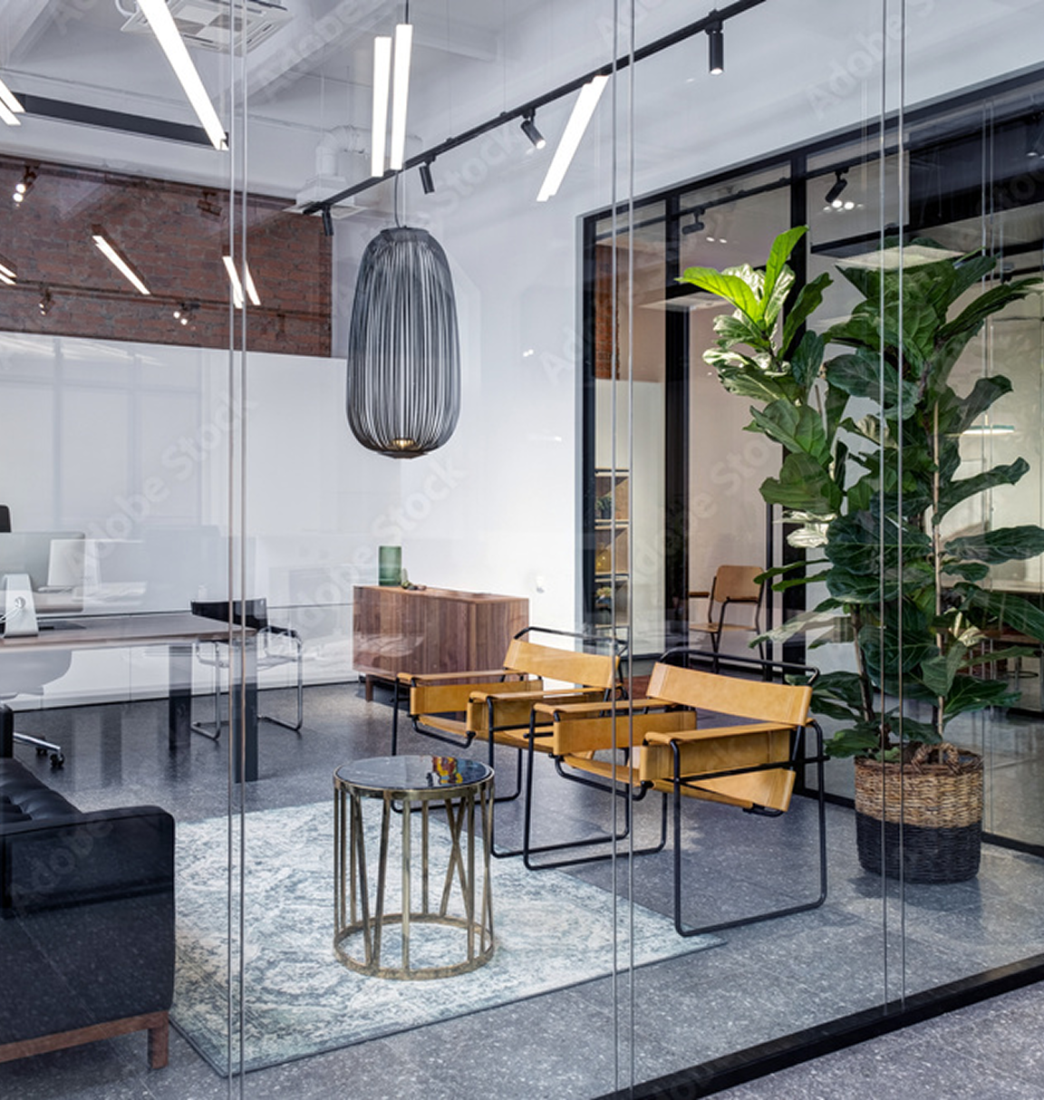 Showroom interior with architectural lighting