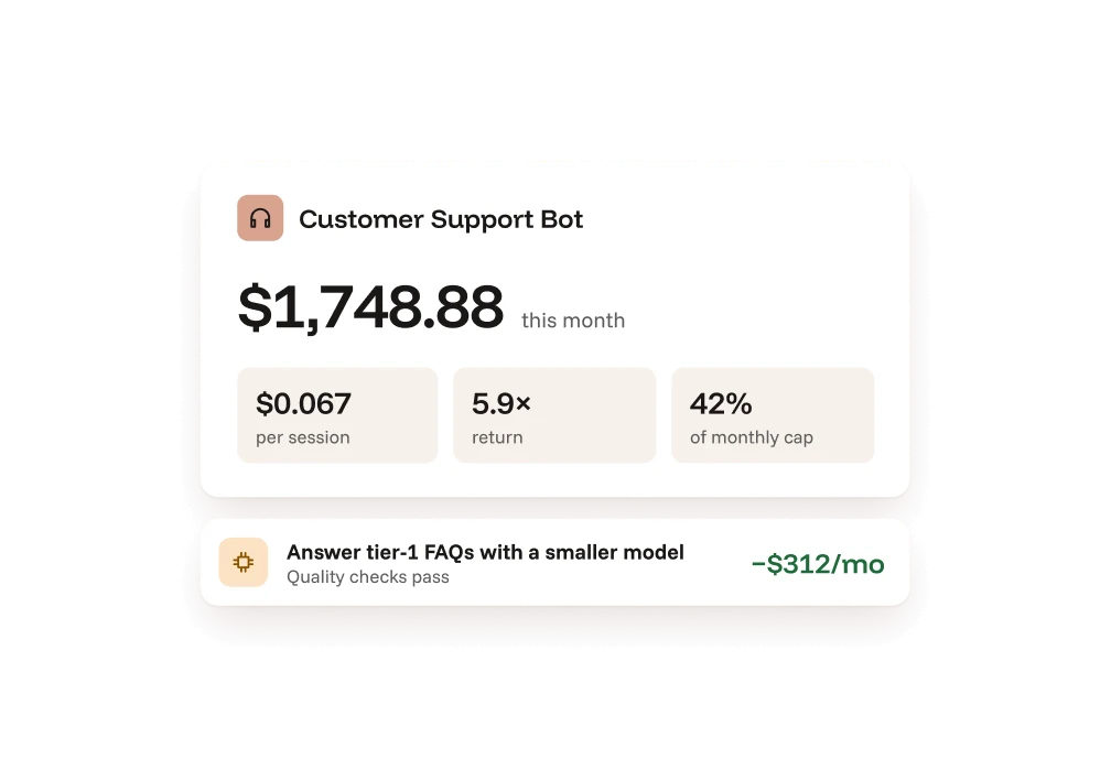 Support agent costs with recommended savings