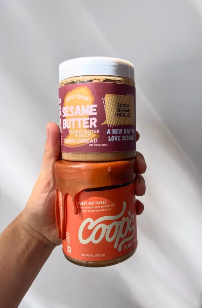 LB. Sesame Butter and Coop's jars