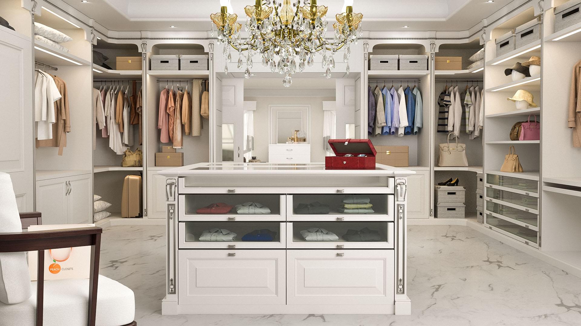 white walk in ritz closet