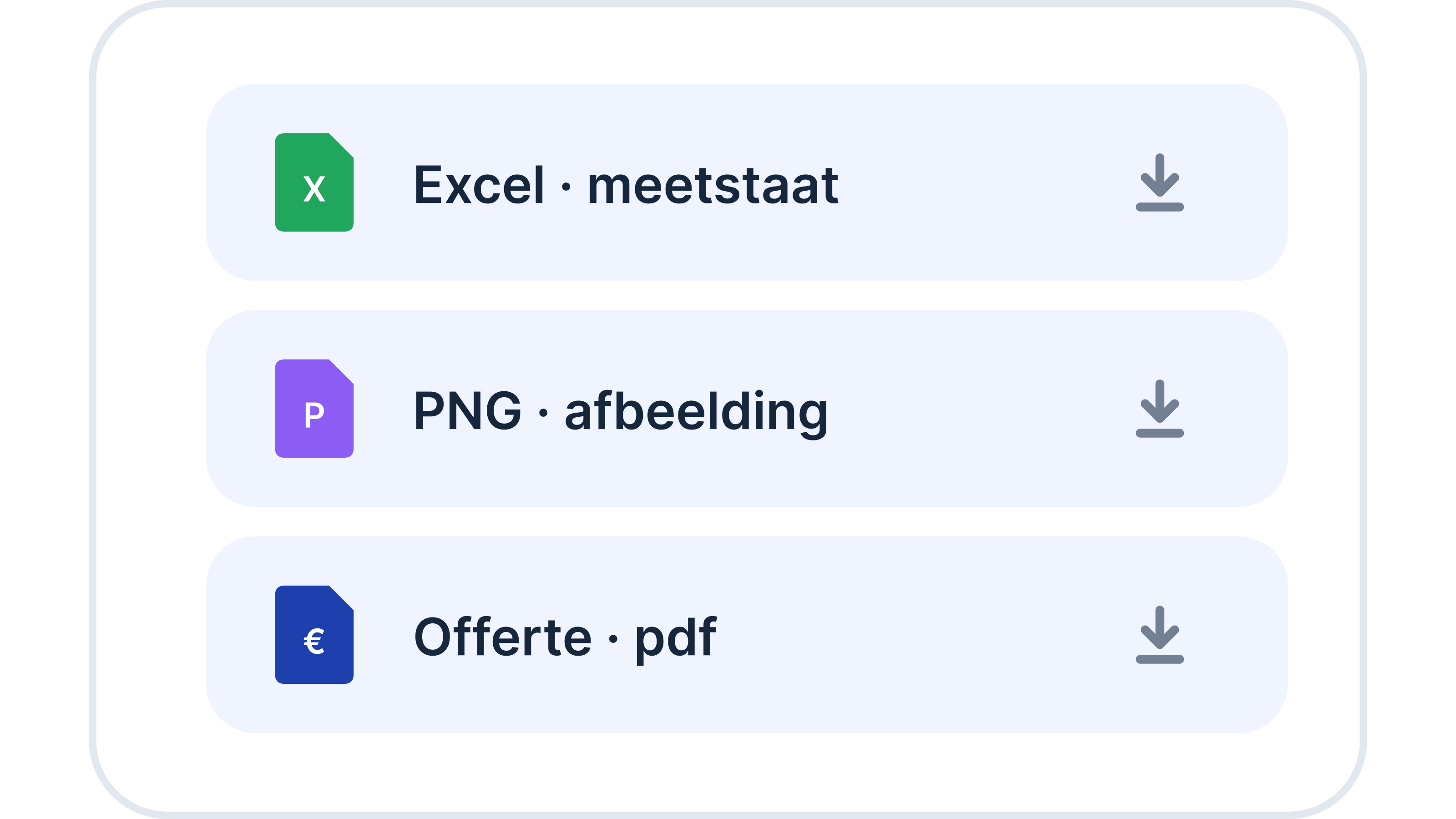 Exporteer naar Excel, PNG of offerte