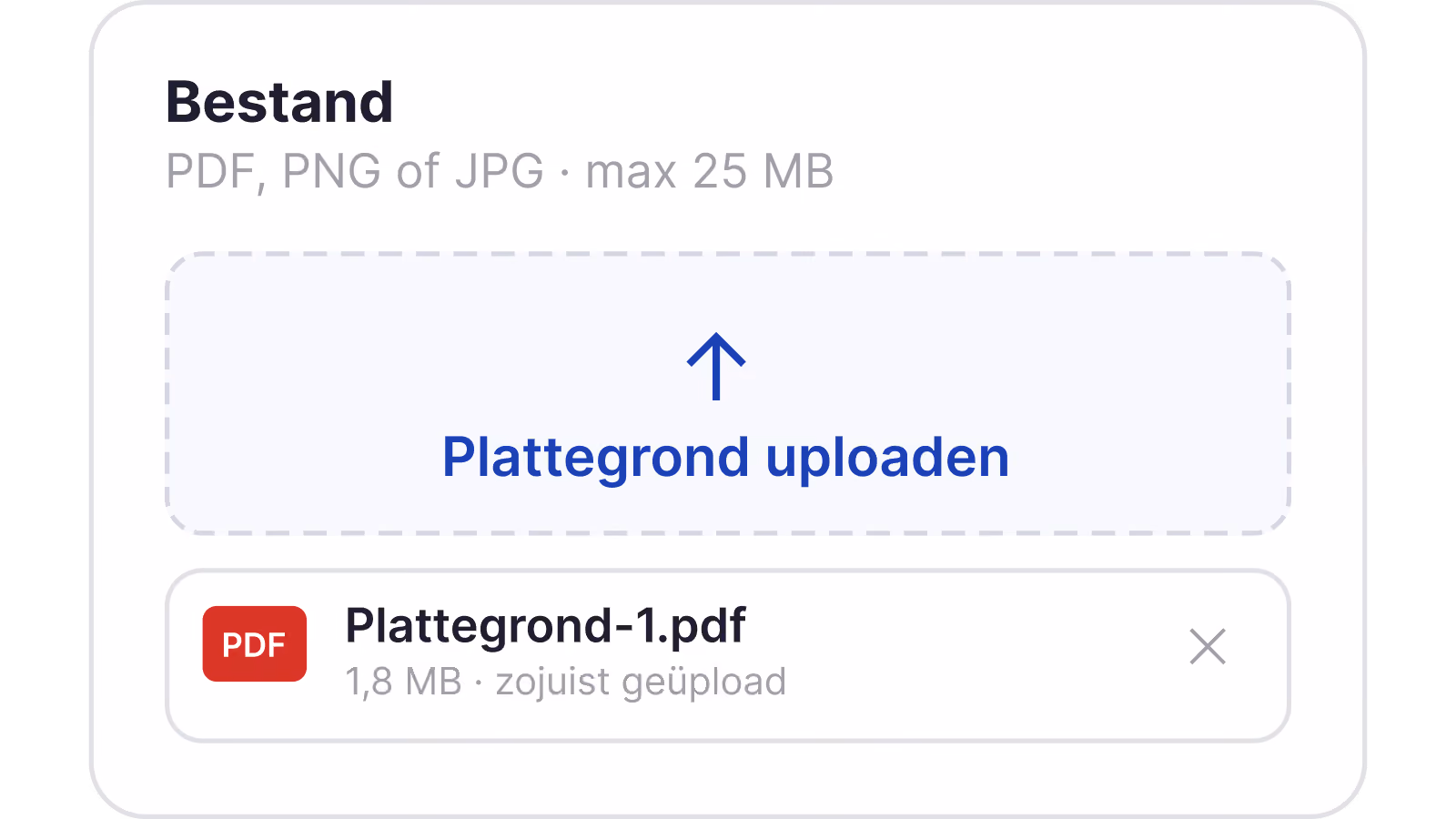 Plattegrond uploaden via drag en drop