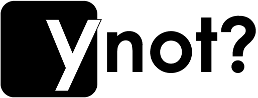 The text 'ynot?' in black, with the letter 'y' in white inside a rounded black square.