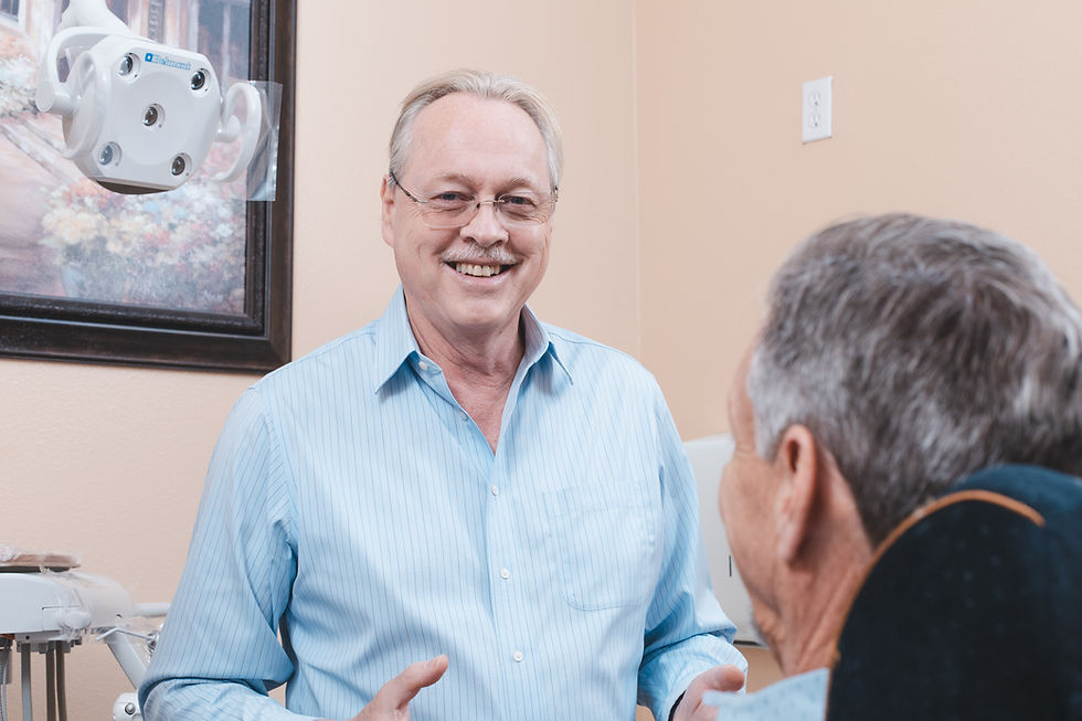Temecula dentist, Dr. Dave Cutts, seen here with a long-time patient, continues to promote personalized, honest dentistry at his practice, The Center for Adult Dentistry