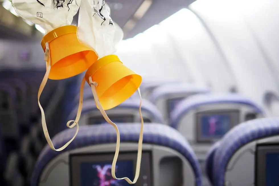 oxygen mask dropping on a plane