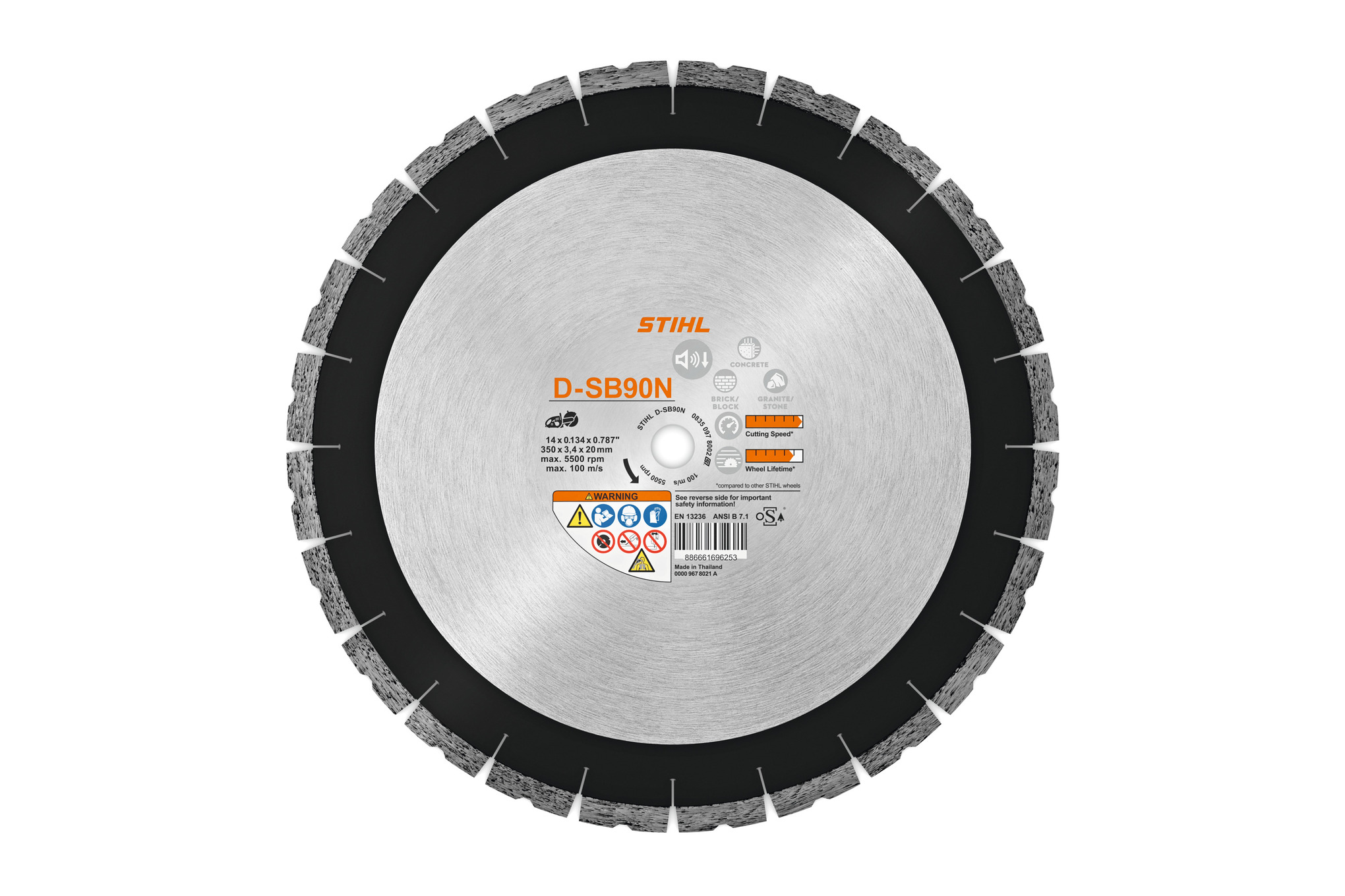 D-SB90N diamond cutting wheel, 12" diameter: universally suitable for concrete, heavily reinforced concrete up to hard natural stone