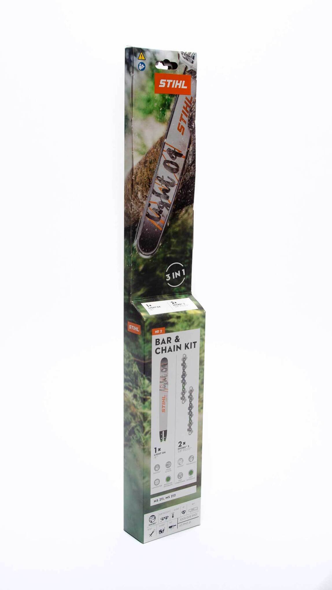 Fits MS 211, MS 212. Includes (1) 18" Guide Bar & (2) Loops of 18" Saw Chain (63 RM3 61).