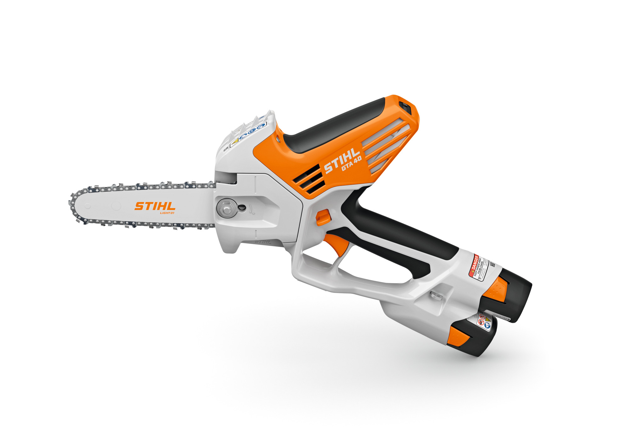 Handheld pruner built for in-tree professional use only featuring 520 W of power capable of 190 cuts per charge; comes with convenient carrying case that holds up to six batteries.