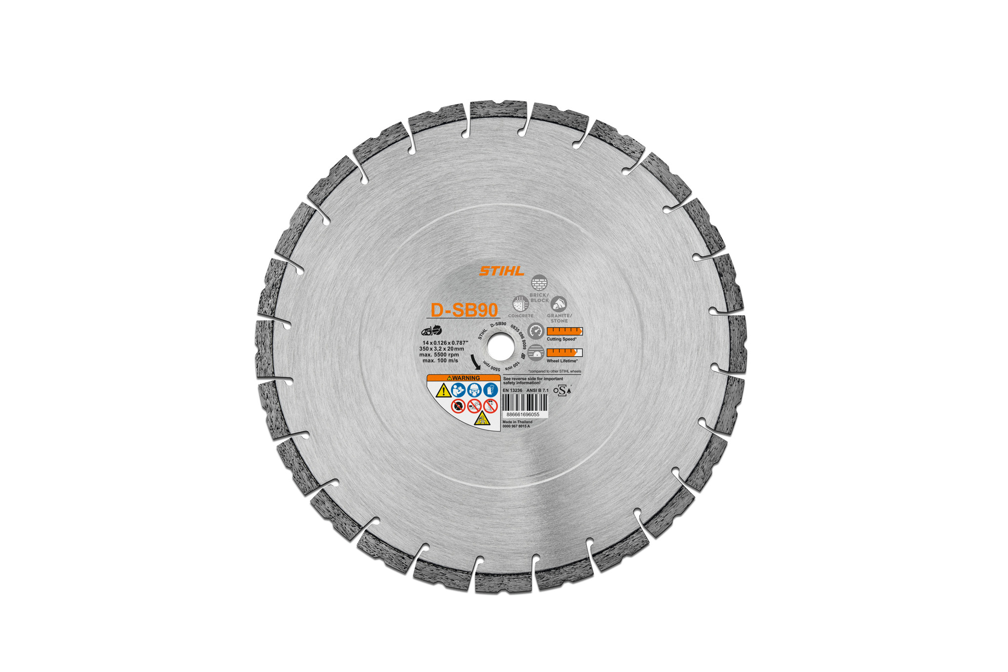 D-SB90 diamond cutting wheel, 12" diameter: universally suitable for concrete, heavily reinforced concrete up to hard natural stone