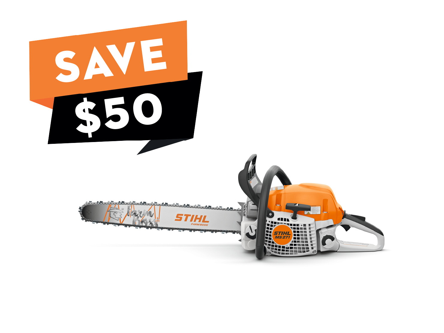 Powerful and fuel-efficient chainsaw with reduced exhaust emission engine technology. This chainsaw is built tough for felling, firewood cutting, and storm cleanup tasks.