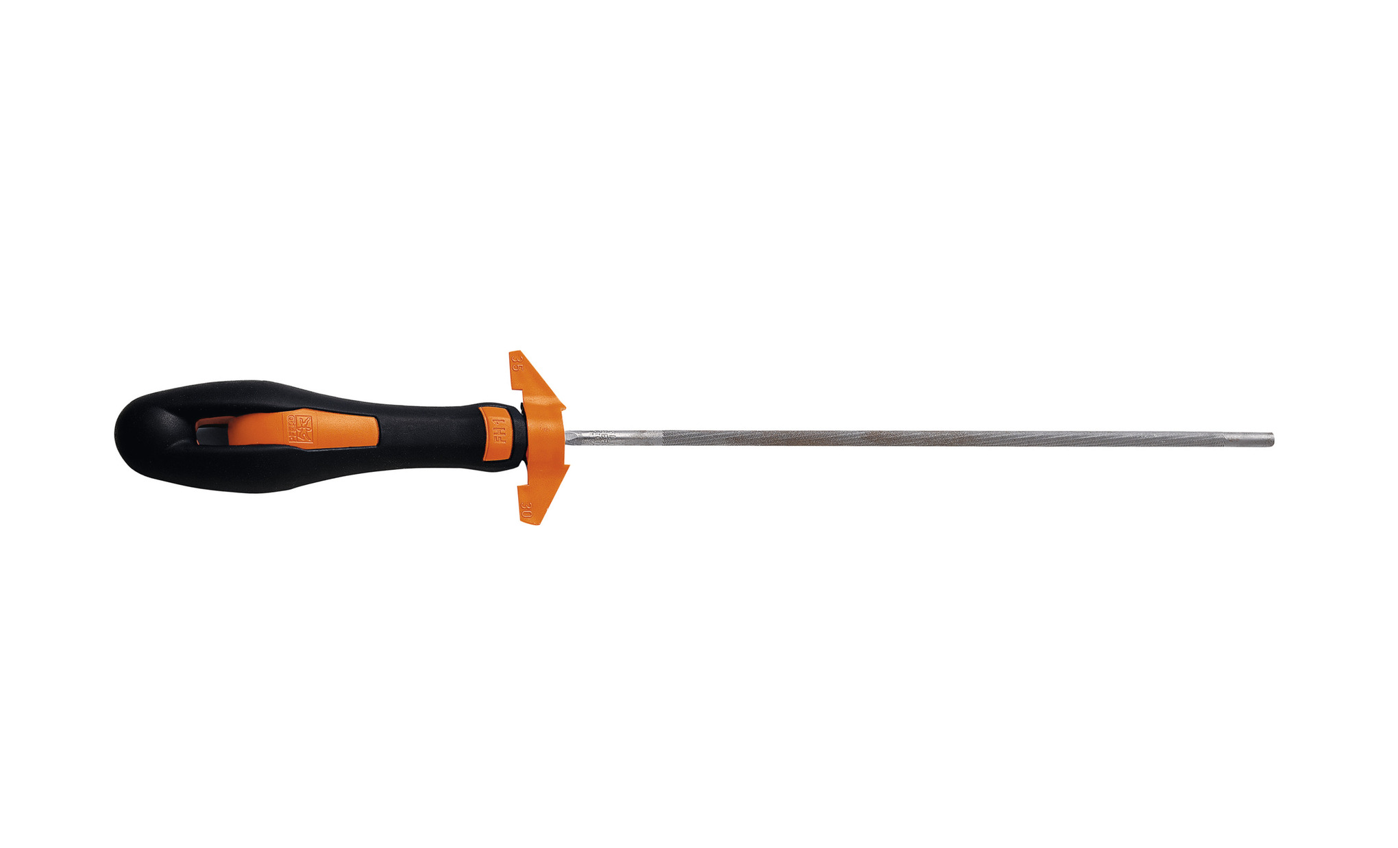 Soft grip file handle for round files.
