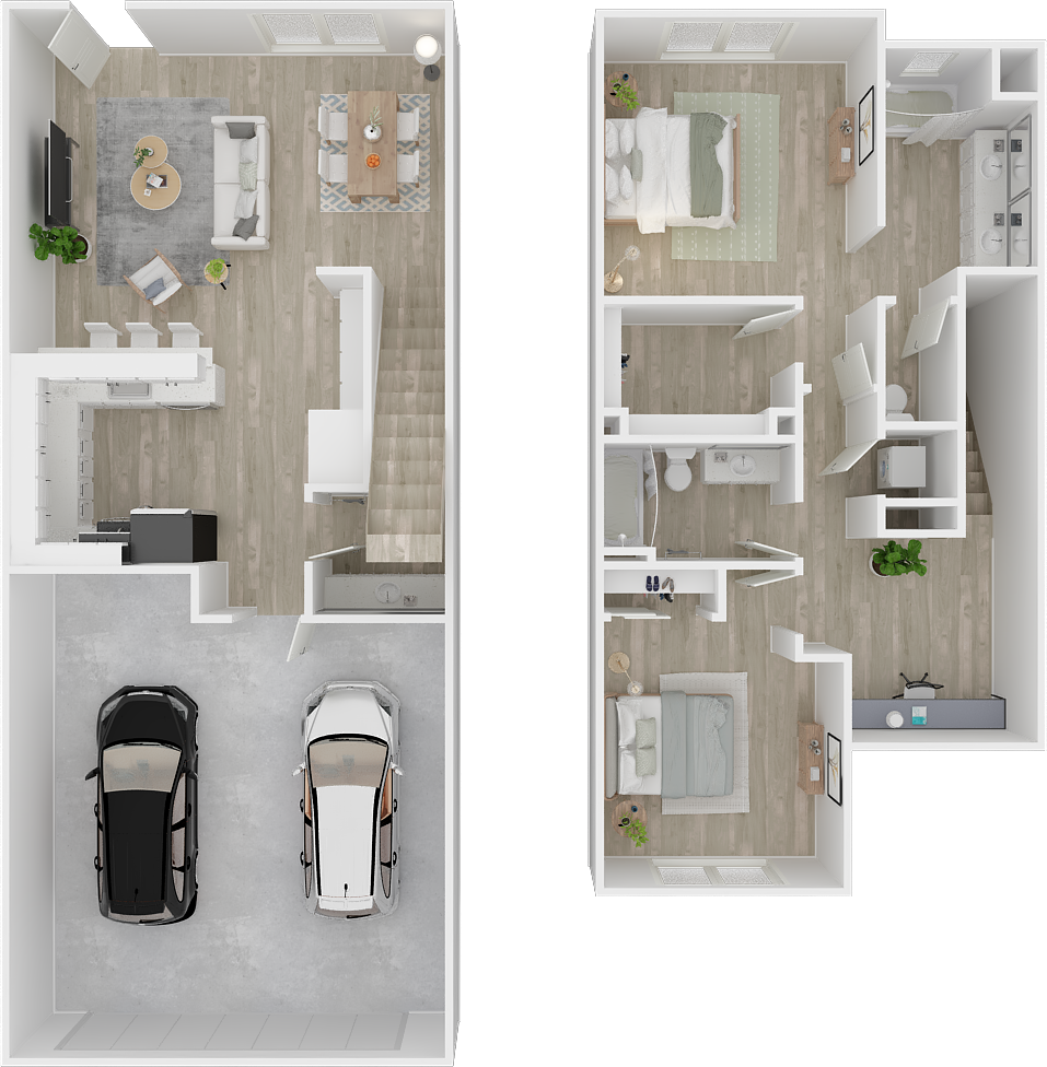 Two bedroom floor plan at Desert Meadows