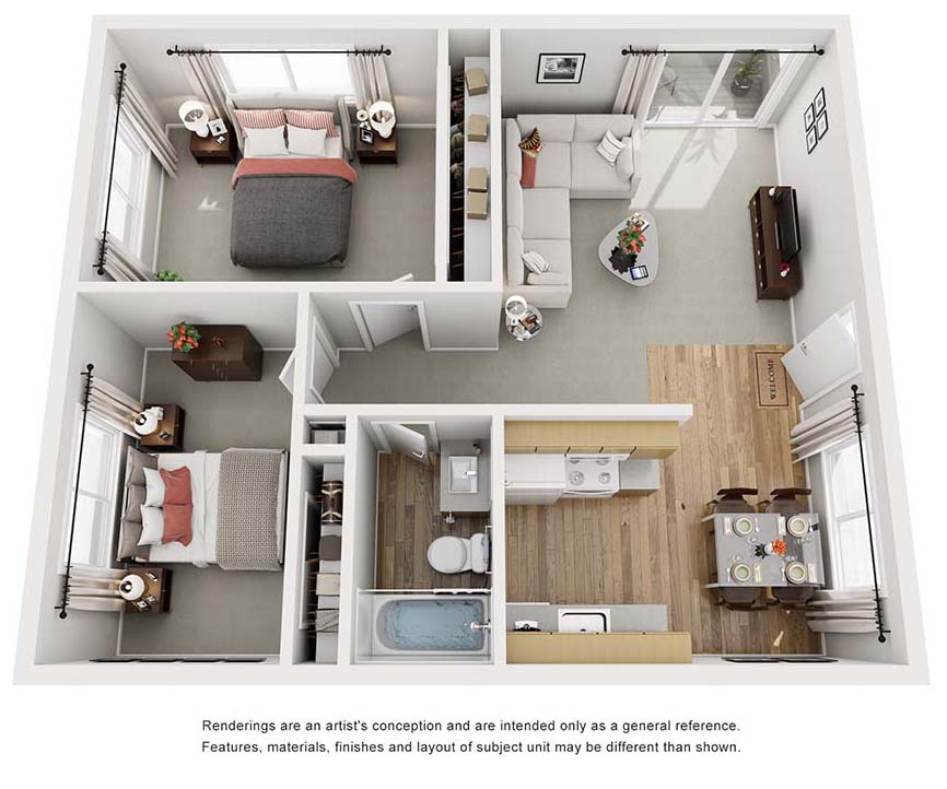 2x1 885 square feet floor plan for rent
