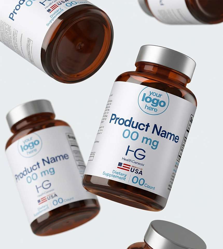Amber supplement bottles, main gallery image