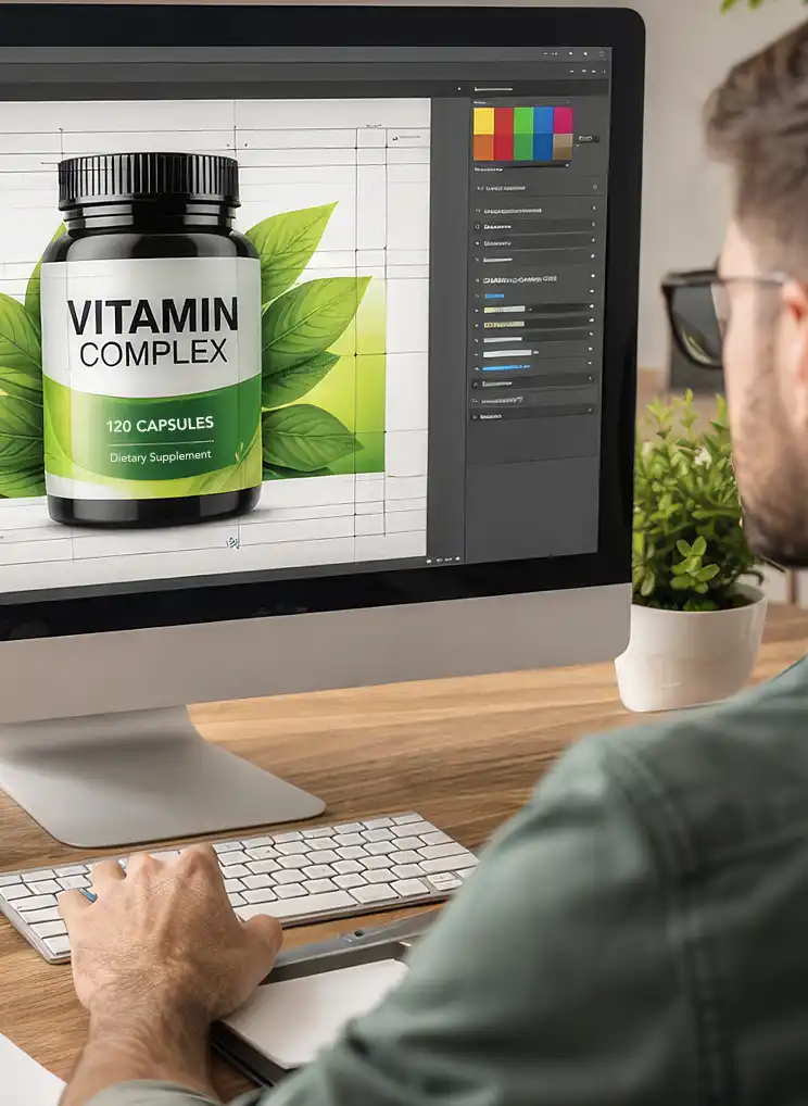 Label and packaging design services for supplement brands