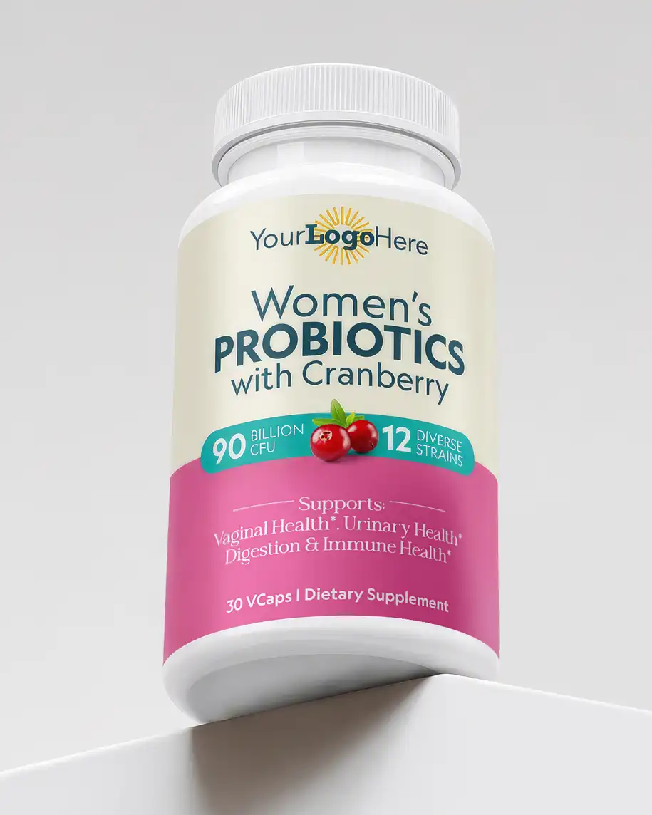 Photoreal 3D product renders of a supplement bottle