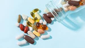 Health supplement bottles and vitamins for nutrition product development