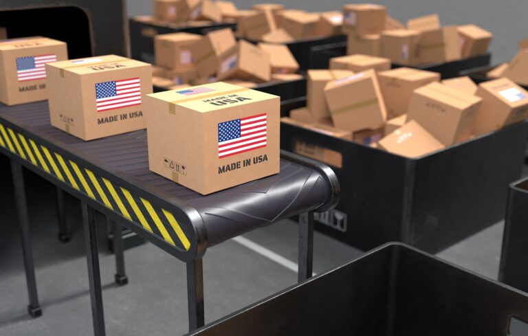 Supplement products made in the USA on a conveyer belt in a factory
