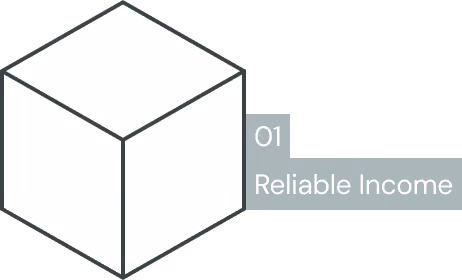 Icon labeled "01 Reliable Income"