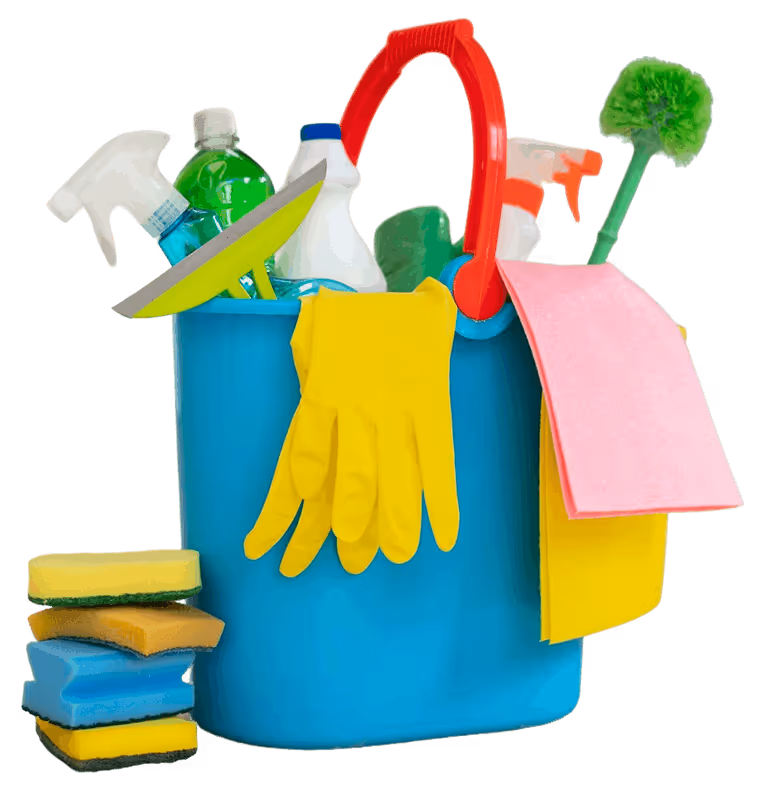 Professional cleaning tools and supplies used by EMERIH Cleaning Services