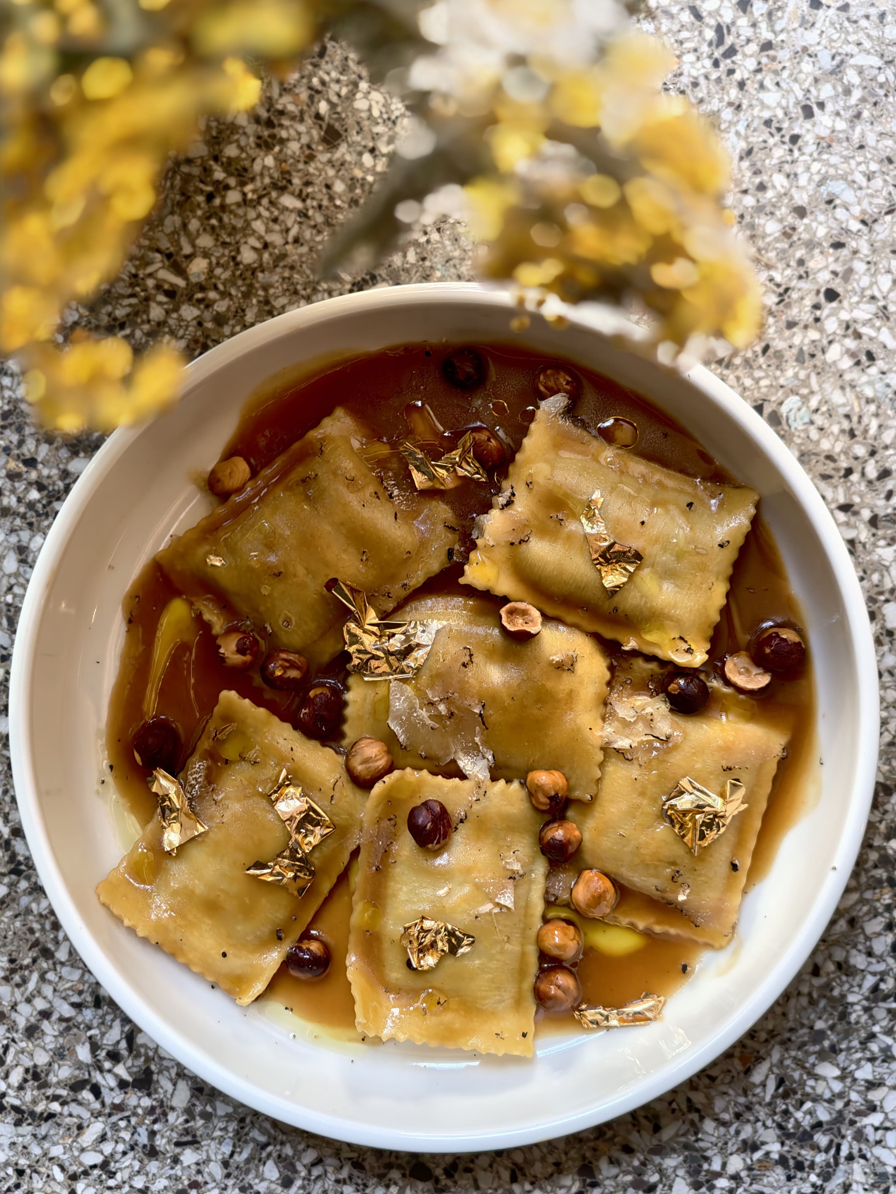 The duck confit ravioli tma