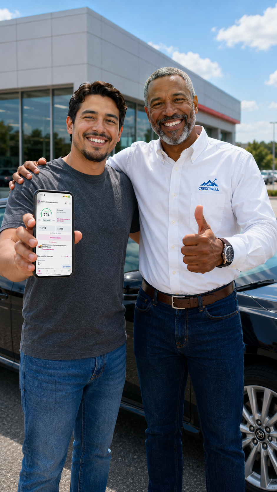 Client celebrating credit win
