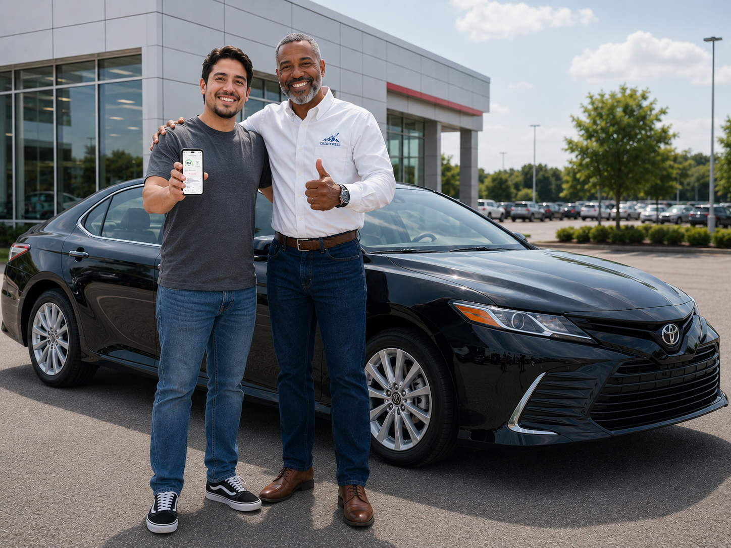 Car buyer with keys to their new vehicle