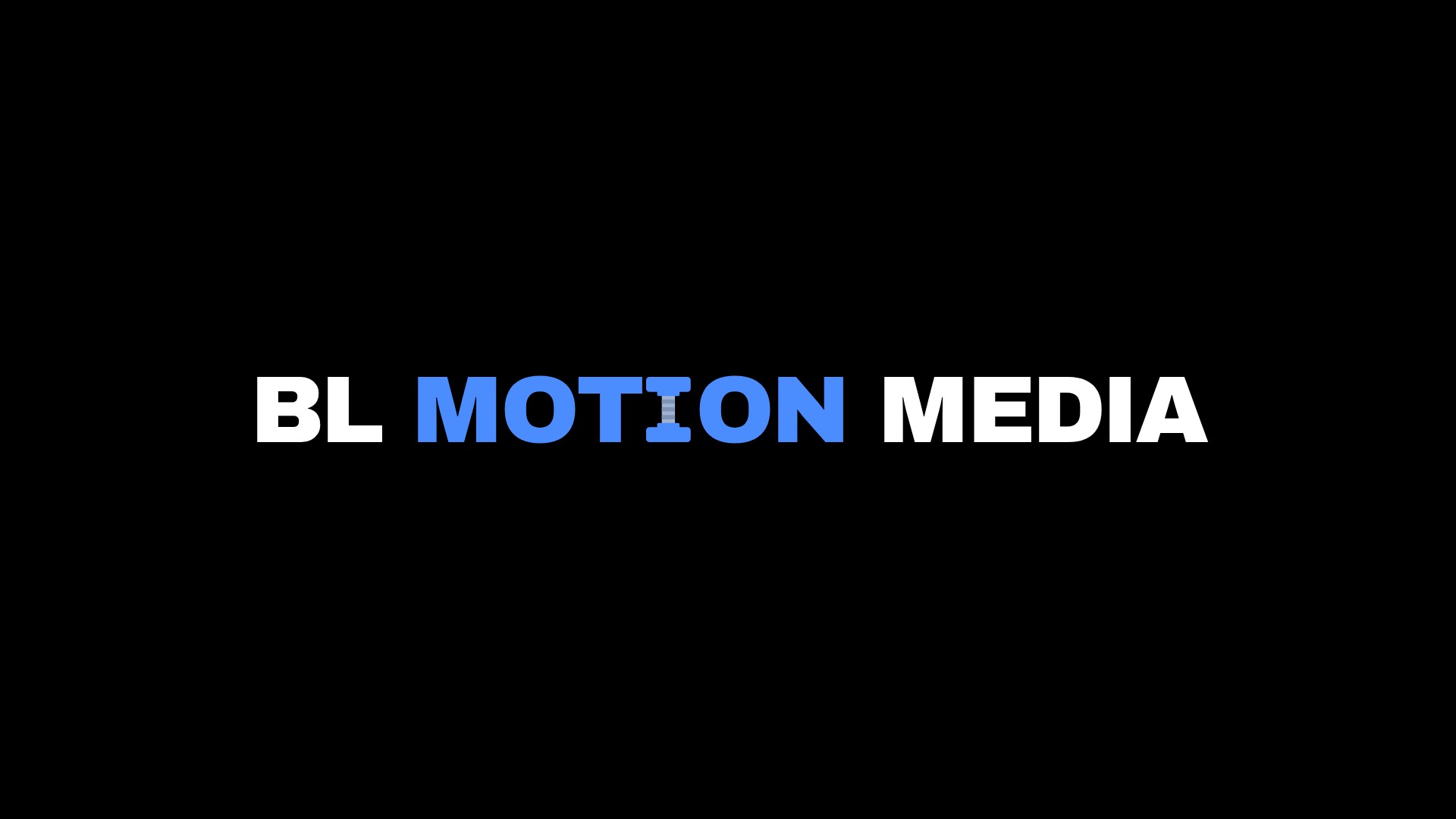 BL MOTION MEDIA wordmark on black, with the I in MOTION drawn as a blue dumbbell