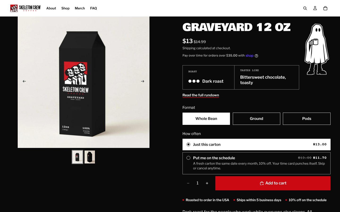 The Graveyard 12 oz product page