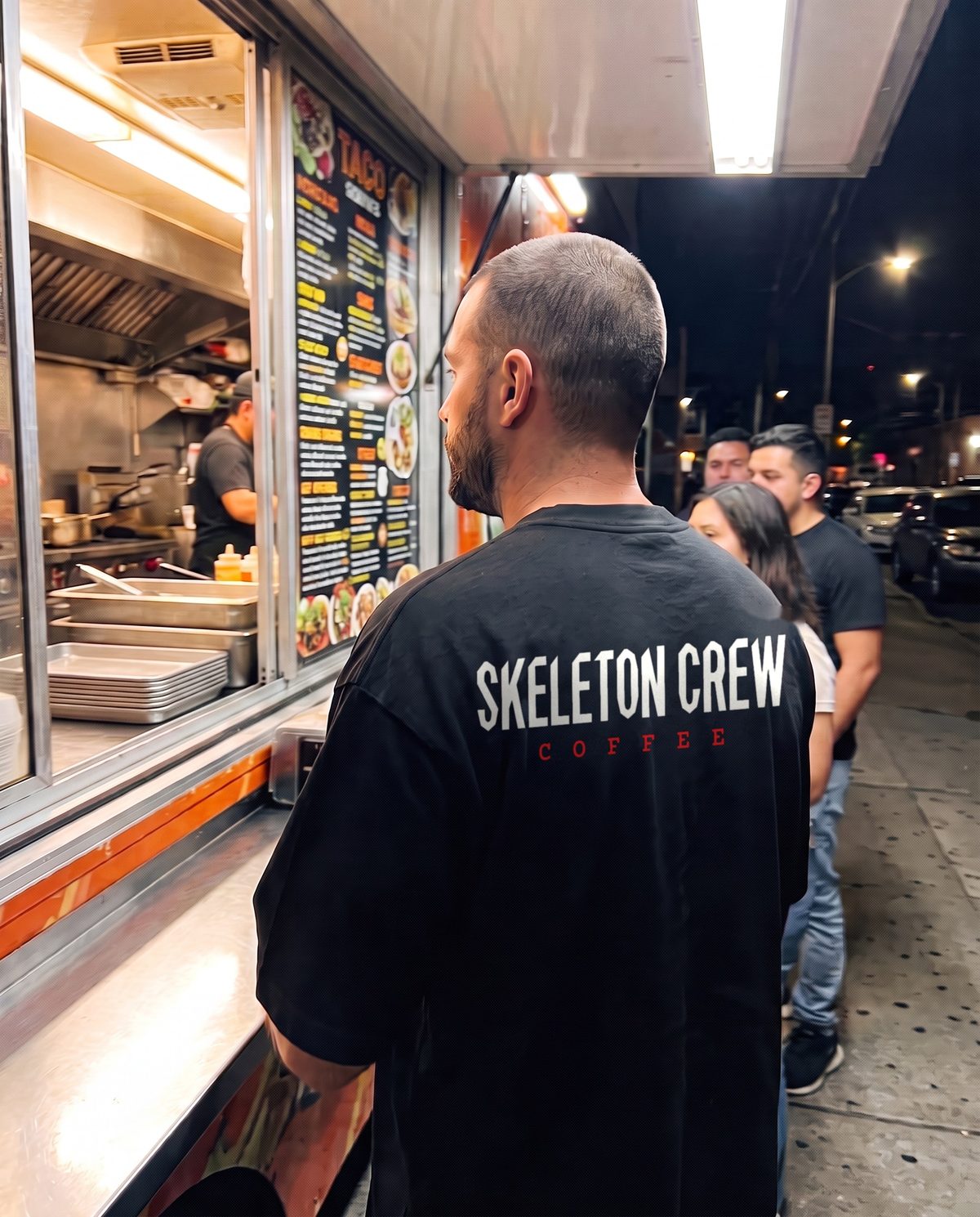 The Crew Issue tee, wordmark across the back