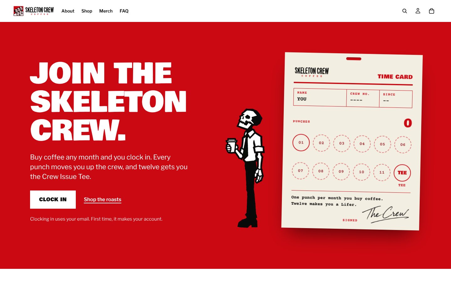 The Time Card loyalty page