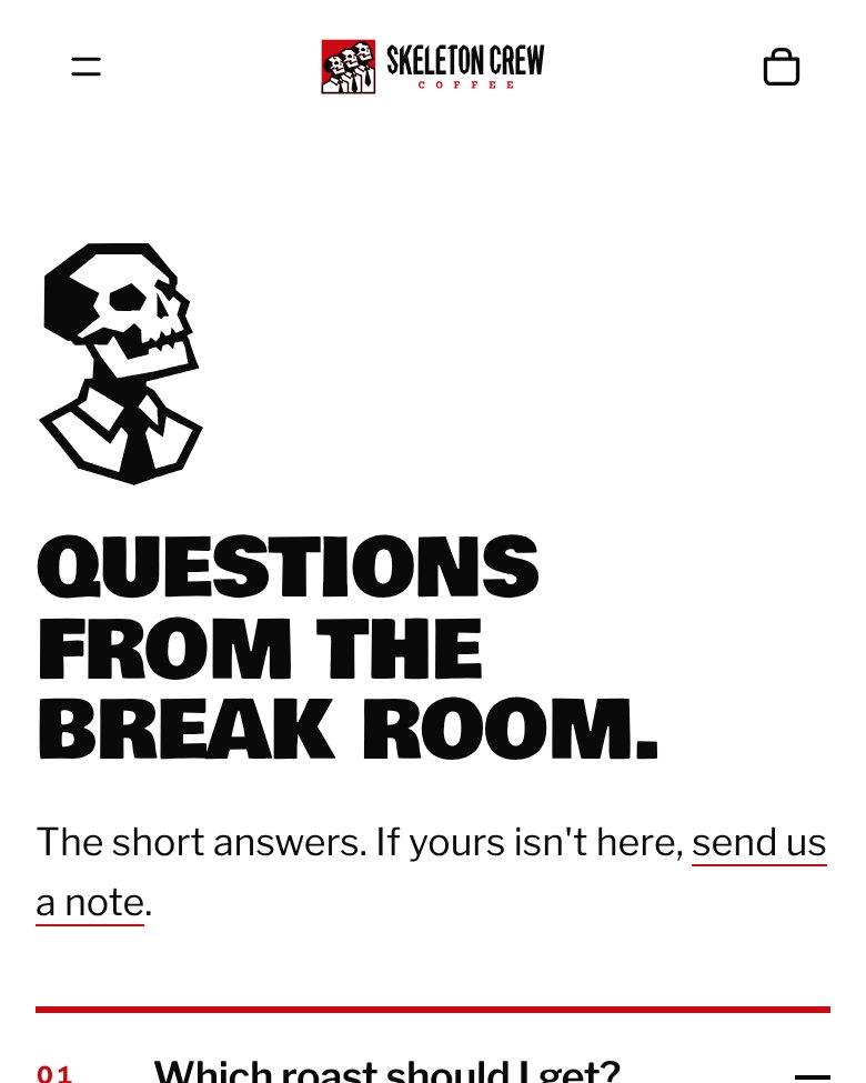 Crew Guy on the FAQ page, on a phone