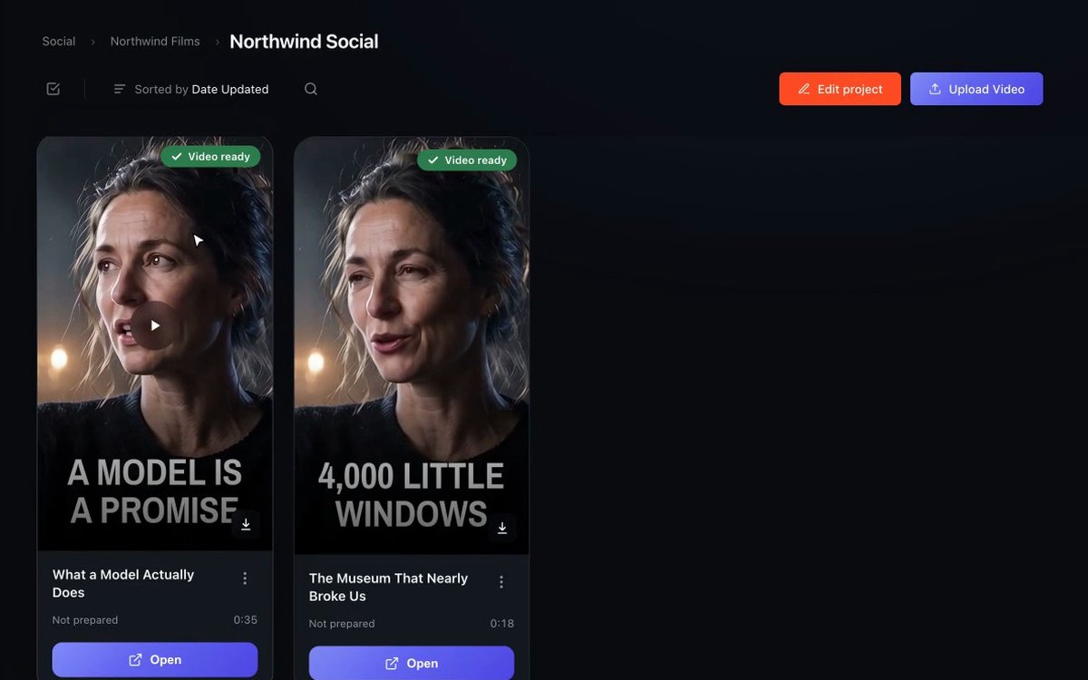 Two vertical social clips with covers in ScriptCut