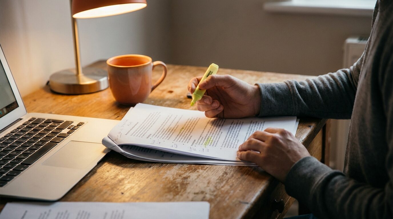 Editor reviewing a transcript