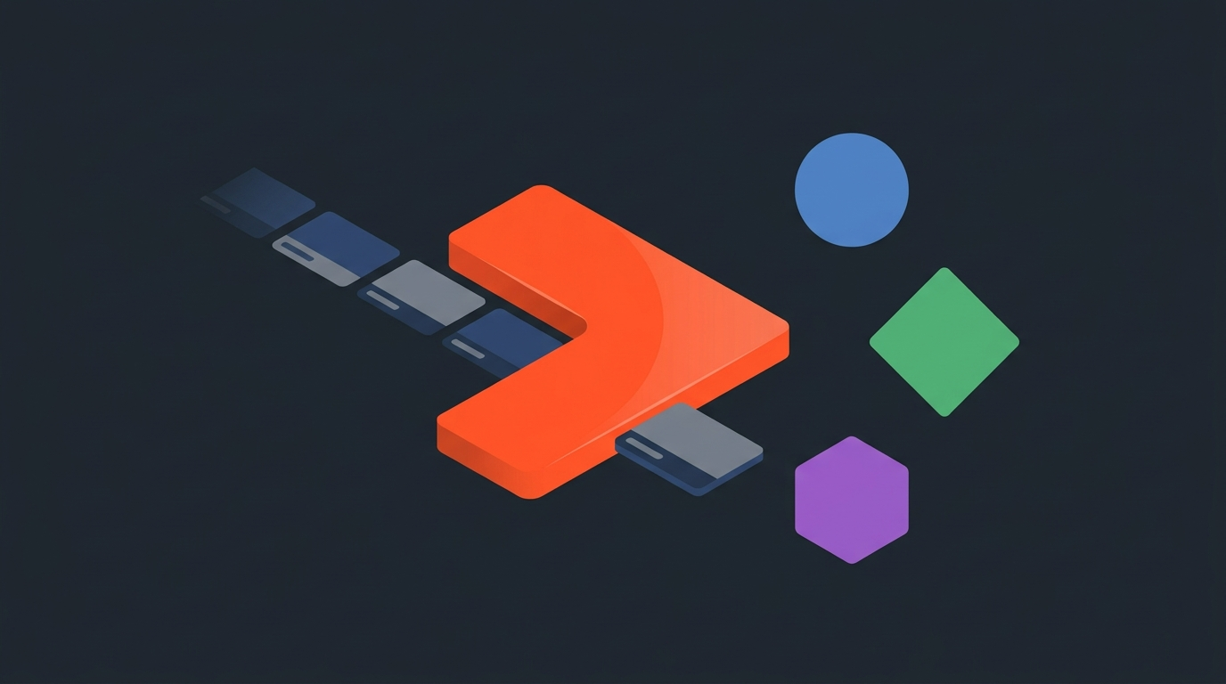 Flat editorial illustration of a timeline exporting clip blocks into three editing software shapes