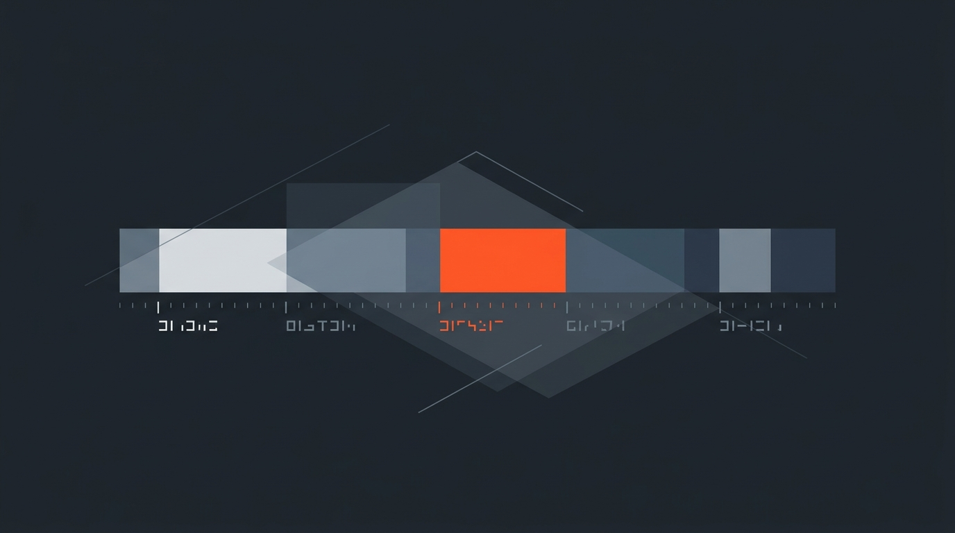 Abstract editorial illustration of a timecoded edit decision list timeline