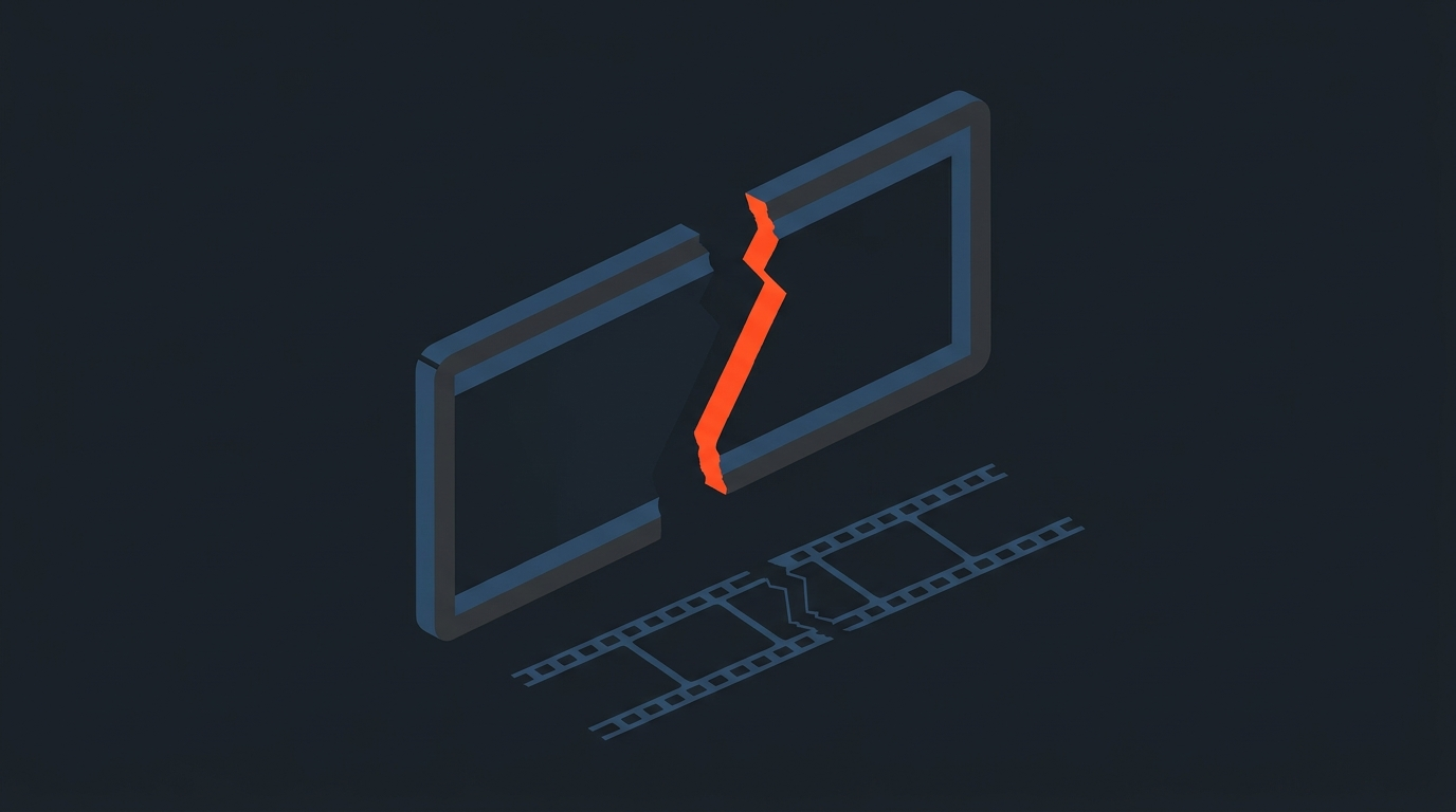 Two nearly identical film frames with a visible skip between them, an editorial illustration of a jump cut