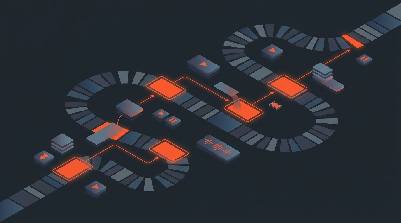 Editorial illustration of a timeline of highlighted story segments