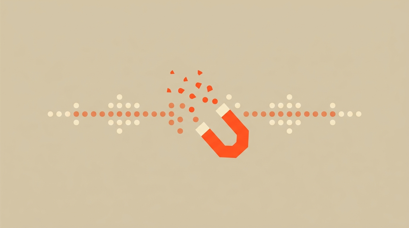 Editorial illustration of filler sounds being lifted out of a waveform
