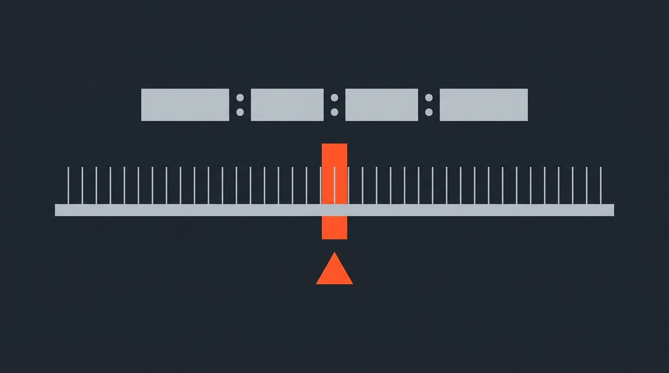 Abstract flat editorial illustration of a video timecode timeline with an orange accent frame marker on a dark grayblue background