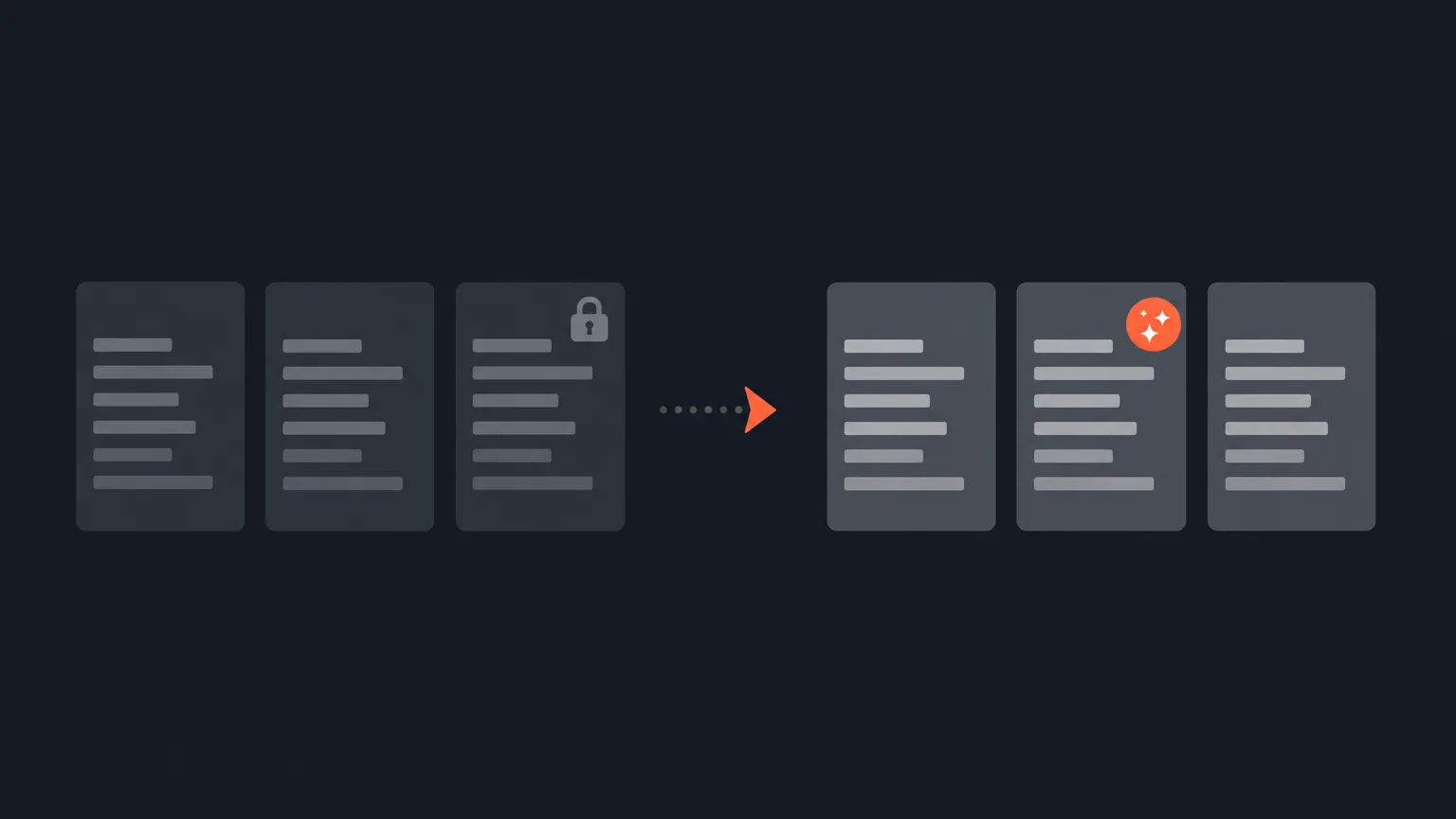 Row of transcript panels, one marked with a free run badge and another with a padlock icon