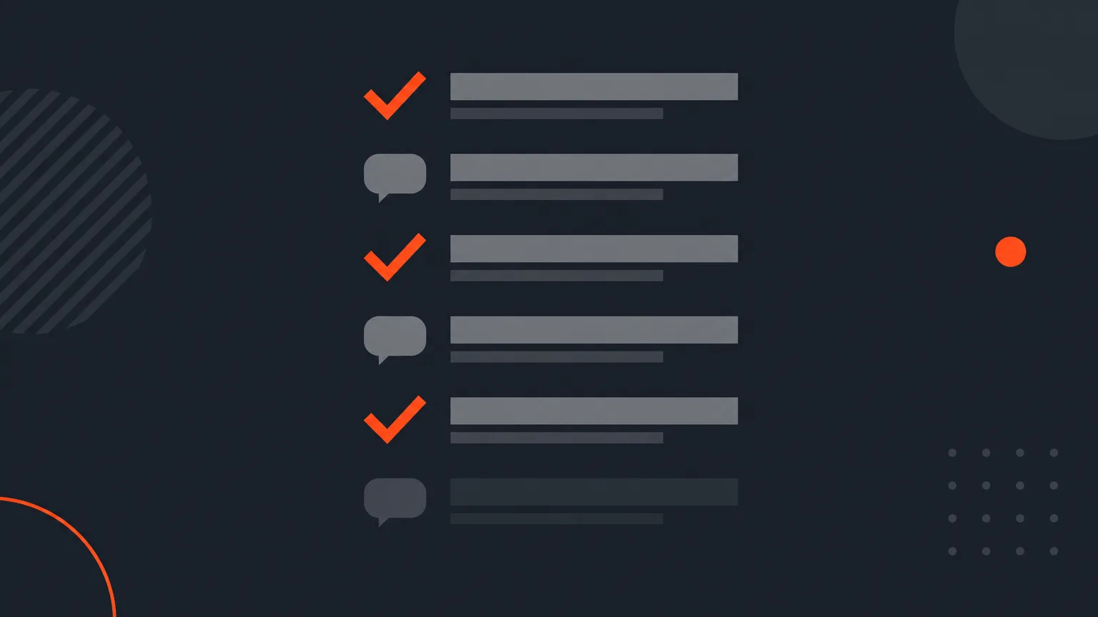 Stacked list of approval and comment markers beside horizontal bars, one shown faded to represent an outdated response