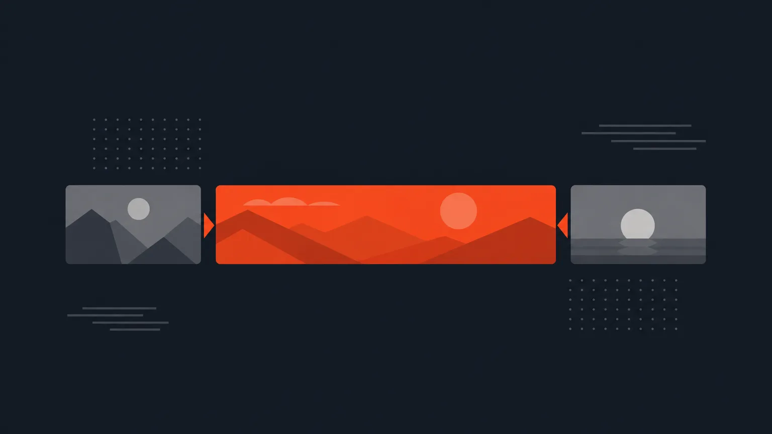Three blocks on a timeline representing an opening video, a main clip, and a closing video joined together.