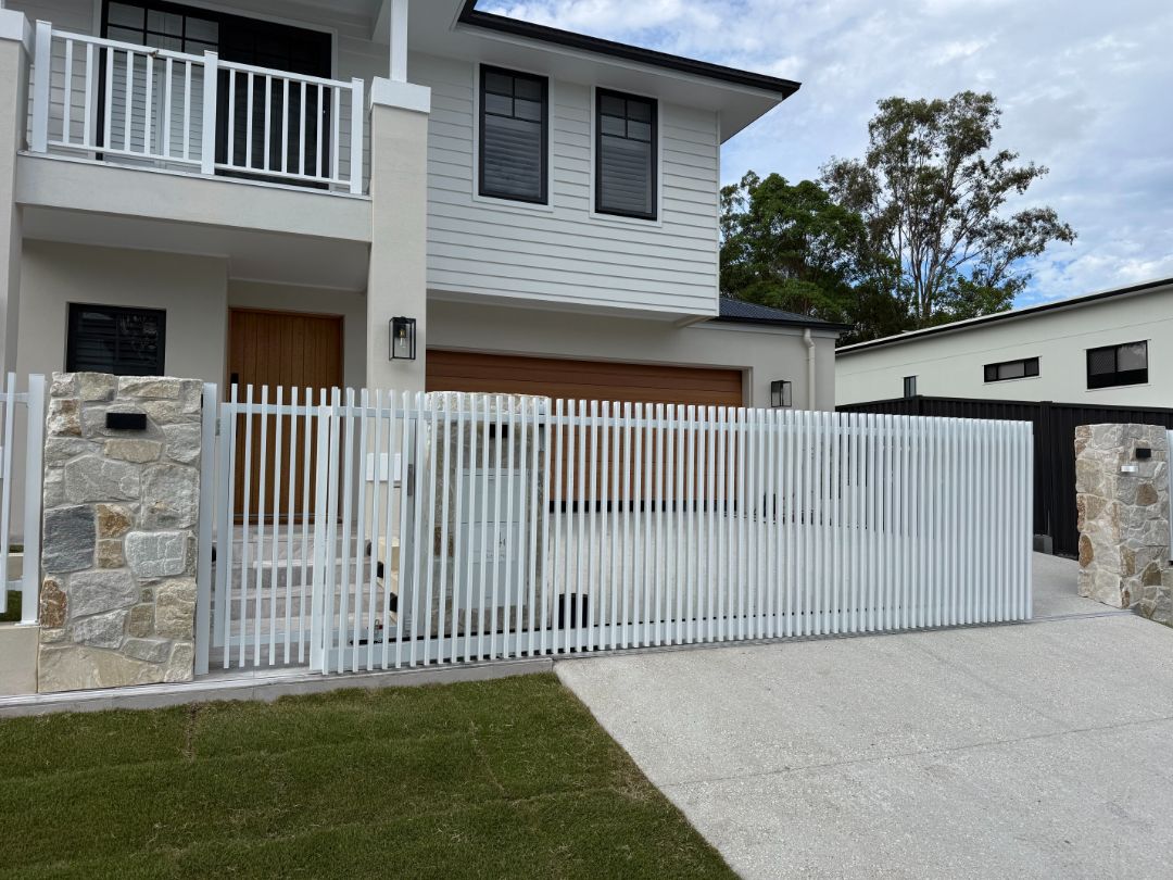 Colorbond driveway gate installed by Synergy Fencing on a Brisbane property