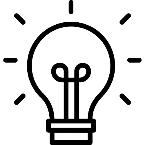Outline of a light bulb with rays indicating it is shining or an idea concept.