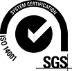 SGS ISO 14001 Environmental Management System certification black and white logo stamp.