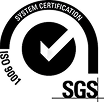 SGS ISO 9001 system certification logo with a globe and a check mark symbol.