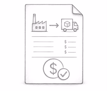Invoice showing factory to delivery pricing with no markups