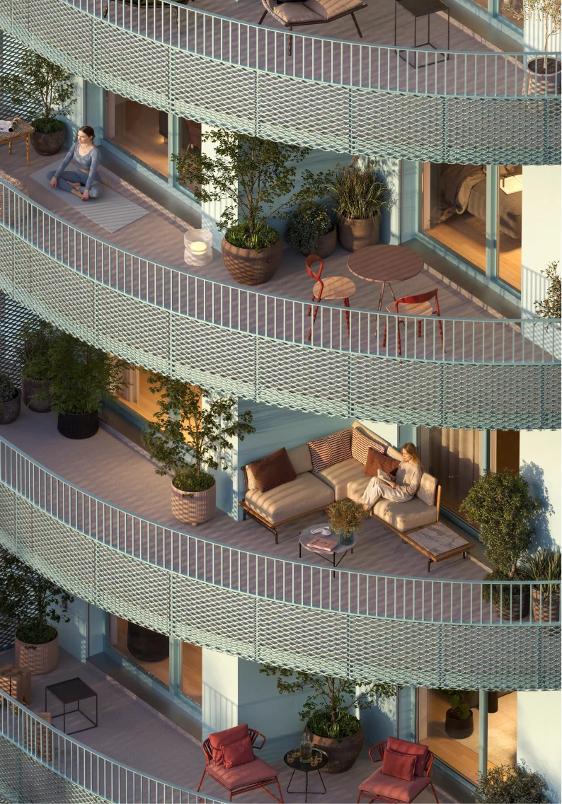 Vizualizace lodžií bytů Modřanské Zahrady